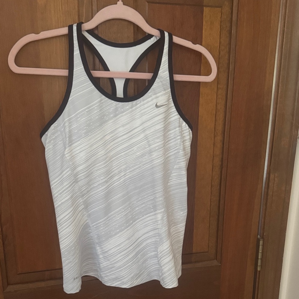 Nike Women's White and Black Tank Top